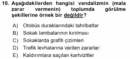 Suç Önleme Modelleri 2017 - 2018 Dönem Sonu Sınavı 10.Soru