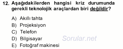 Toplantı Ve Sunu Teknikleri 2013 - 2014 Ara Sınavı 12.Soru