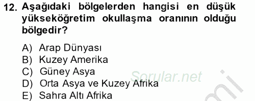 Hizmetler Ekonomisi 2012 - 2013 Ara Sınavı 12.Soru