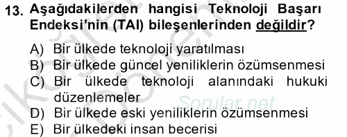 Hizmetler Ekonomisi 2012 - 2013 Ara Sınavı 13.Soru