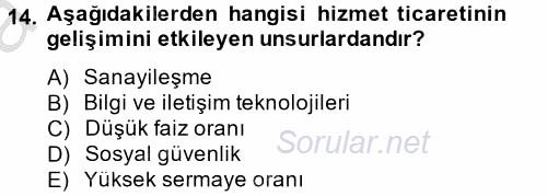 Hizmetler Ekonomisi 2012 - 2013 Ara Sınavı 14.Soru