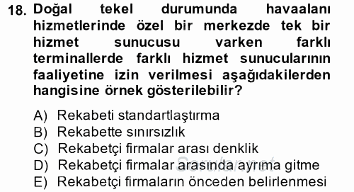 Hizmetler Ekonomisi 2012 - 2013 Ara Sınavı 18.Soru