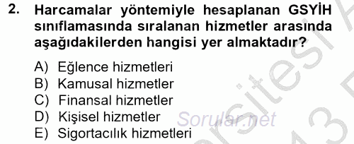 Hizmetler Ekonomisi 2012 - 2013 Ara Sınavı 2.Soru