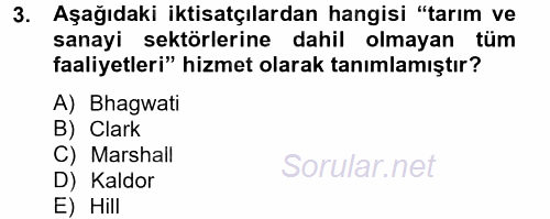 Hizmetler Ekonomisi 2012 - 2013 Ara Sınavı 3.Soru