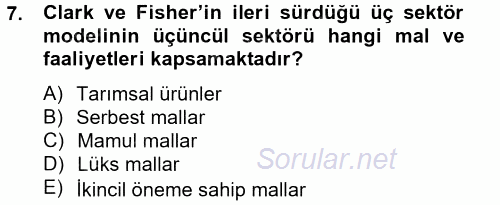 Hizmetler Ekonomisi 2012 - 2013 Ara Sınavı 7.Soru