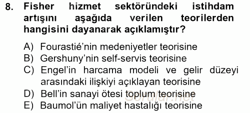 Hizmetler Ekonomisi 2012 - 2013 Ara Sınavı 8.Soru