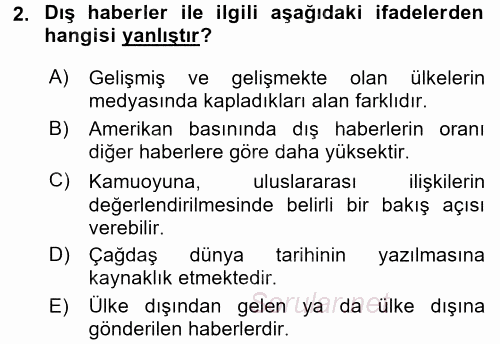 Haber Türleri 2017 - 2018 Dönem Sonu Sınavı 2.Soru