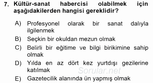 Haber Türleri 2017 - 2018 Dönem Sonu Sınavı 7.Soru