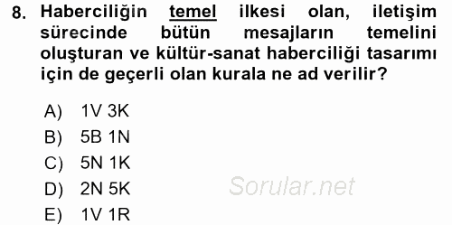 Haber Türleri 2017 - 2018 Dönem Sonu Sınavı 8.Soru