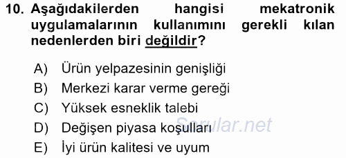 Yeni Teknolojiler ve Çalışma Hayatı 2015 - 2016 Ara Sınavı 10.Soru