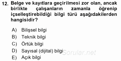 Yeni Teknolojiler ve Çalışma Hayatı 2015 - 2016 Ara Sınavı 12.Soru