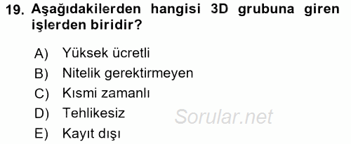 Yeni Teknolojiler ve Çalışma Hayatı 2015 - 2016 Ara Sınavı 19.Soru