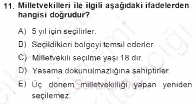 Yurttaşlık ve Çevre Bilgisi 2014 - 2015 Dönem Sonu Sınavı 11.Soru