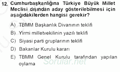 Yurttaşlık ve Çevre Bilgisi 2014 - 2015 Dönem Sonu Sınavı 12.Soru