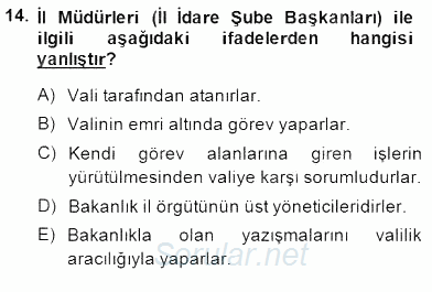 Yurttaşlık ve Çevre Bilgisi 2014 - 2015 Dönem Sonu Sınavı 14.Soru