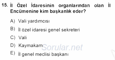 Yurttaşlık ve Çevre Bilgisi 2014 - 2015 Dönem Sonu Sınavı 15.Soru