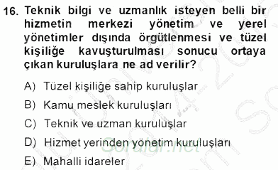 Yurttaşlık ve Çevre Bilgisi 2014 - 2015 Dönem Sonu Sınavı 16.Soru