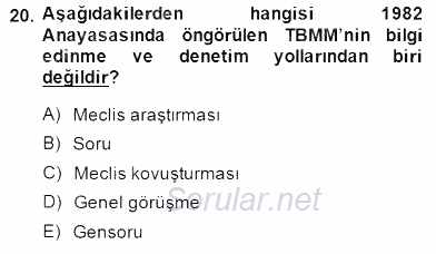 Yurttaşlık ve Çevre Bilgisi 2014 - 2015 Dönem Sonu Sınavı 20.Soru