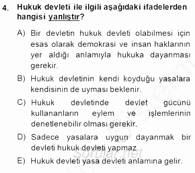 Yurttaşlık ve Çevre Bilgisi 2014 - 2015 Dönem Sonu Sınavı 4.Soru