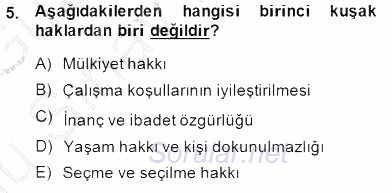 Yurttaşlık ve Çevre Bilgisi 2014 - 2015 Dönem Sonu Sınavı 5.Soru