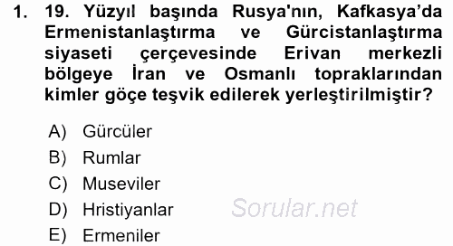 Orta Asya ve Kafkaslarda Siyaset 2015 - 2016 Ara Sınavı 1.Soru