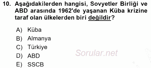 Orta Asya ve Kafkaslarda Siyaset 2015 - 2016 Ara Sınavı 10.Soru