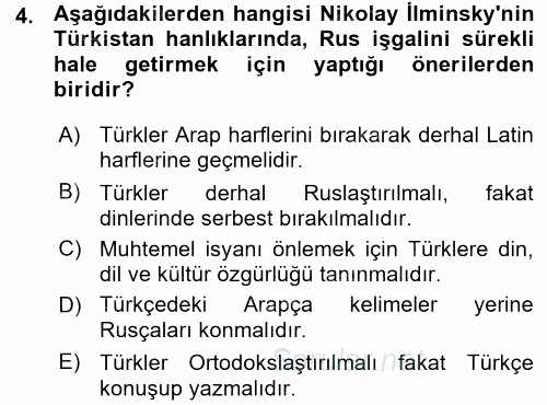 Orta Asya ve Kafkaslarda Siyaset 2015 - 2016 Ara Sınavı 4.Soru