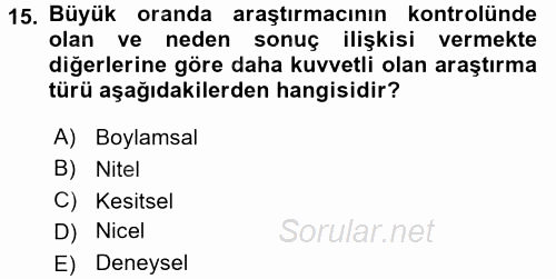 Yaşlı Psikolojisi 2017 - 2018 Ara Sınavı 15.Soru