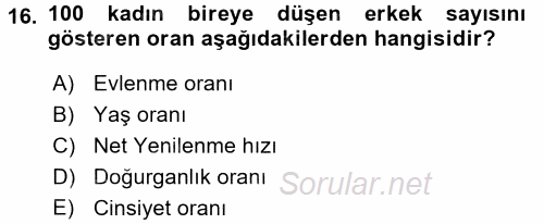 Aile Ekonomisi 2017 - 2018 Dönem Sonu Sınavı 16.Soru