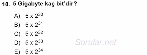 Bilgisayar Ve Programlamaya Giriş 2017 - 2018 Ara Sınavı 10.Soru