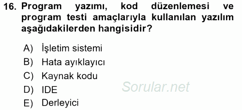 Bilgisayar Ve Programlamaya Giriş 2017 - 2018 Ara Sınavı 16.Soru
