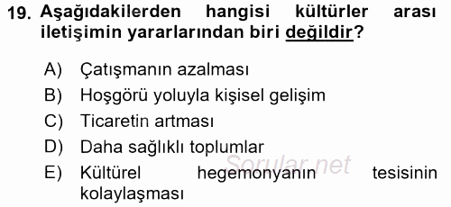 İletişim Bilgisi 2017 - 2018 3 Ders Sınavı 19.Soru