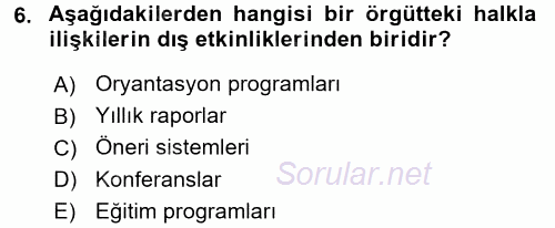 İletişim Bilgisi 2017 - 2018 3 Ders Sınavı 6.Soru