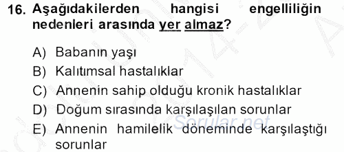 Sosyal Hizmet Kuruluşları 2014 - 2015 Ara Sınavı 16.Soru