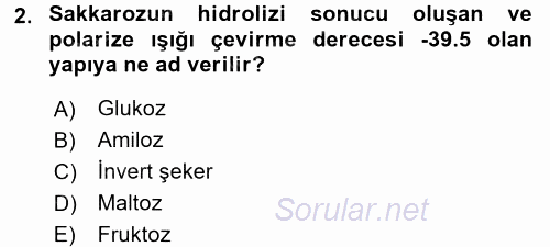 Temel Veteriner Biyokimya 2017 - 2018 Dönem Sonu Sınavı 2.Soru