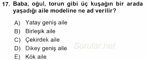 Davranış Bilimleri 1 2016 - 2017 Ara Sınavı 17.Soru