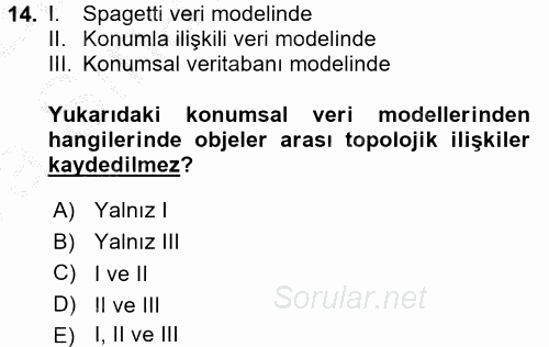 Konumsal Veritabanı 2 2016 - 2017 Ara Sınavı 14.Soru