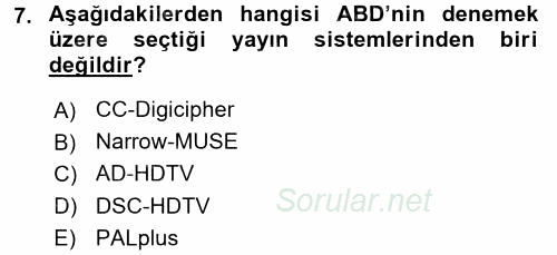 Hareketli Görüntünün Tarihi 2015 - 2016 Tek Ders Sınavı 7.Soru