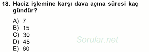 Vergi Uygulamaları 2014 - 2015 Tek Ders Sınavı 18.Soru