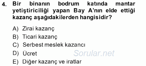 Vergi Uygulamaları 2014 - 2015 Tek Ders Sınavı 4.Soru