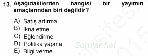 İletişim Ortamları Tasarımı 2014 - 2015 Ara Sınavı 13.Soru