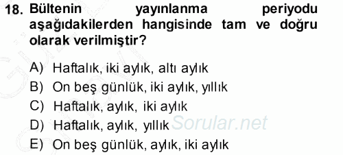 İletişim Ortamları Tasarımı 2014 - 2015 Ara Sınavı 18.Soru