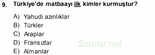 İletişim Ortamları Tasarımı 2014 - 2015 Ara Sınavı 9.Soru