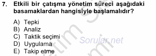 Örgütsel Davranış 2012 - 2013 Dönem Sonu Sınavı 7.Soru