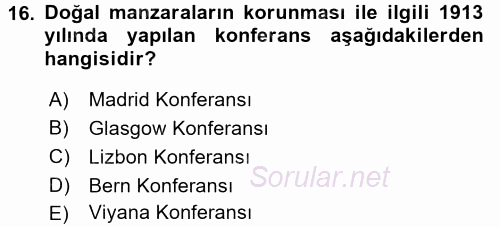 Çevre Sorunları ve Politikaları 2016 - 2017 Dönem Sonu Sınavı 16.Soru