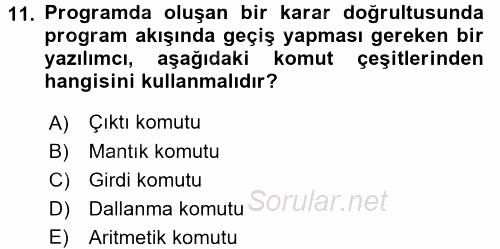 Bilgisayar Ve Programlamaya Giriş 2016 - 2017 Ara Sınavı 11.Soru