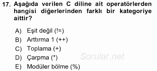 Bilgisayar Ve Programlamaya Giriş 2016 - 2017 Ara Sınavı 17.Soru