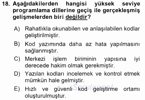Bilgisayar Ve Programlamaya Giriş 2016 - 2017 Ara Sınavı 18.Soru