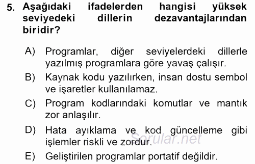 Bilgisayar Ve Programlamaya Giriş 2016 - 2017 Ara Sınavı 5.Soru