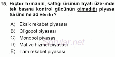 Turizm Ekonomisi 2015 - 2016 Dönem Sonu Sınavı 15.Soru